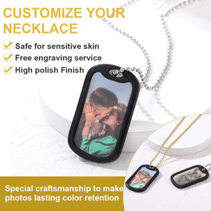 Custom Photo Dog Tag ID Necklace With Engraving for Men