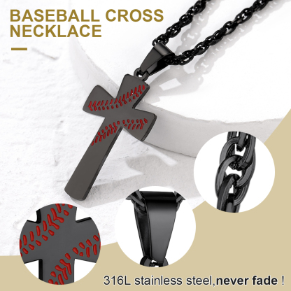 Personalized Engraved Baseball Cross Sports Necklace for Men