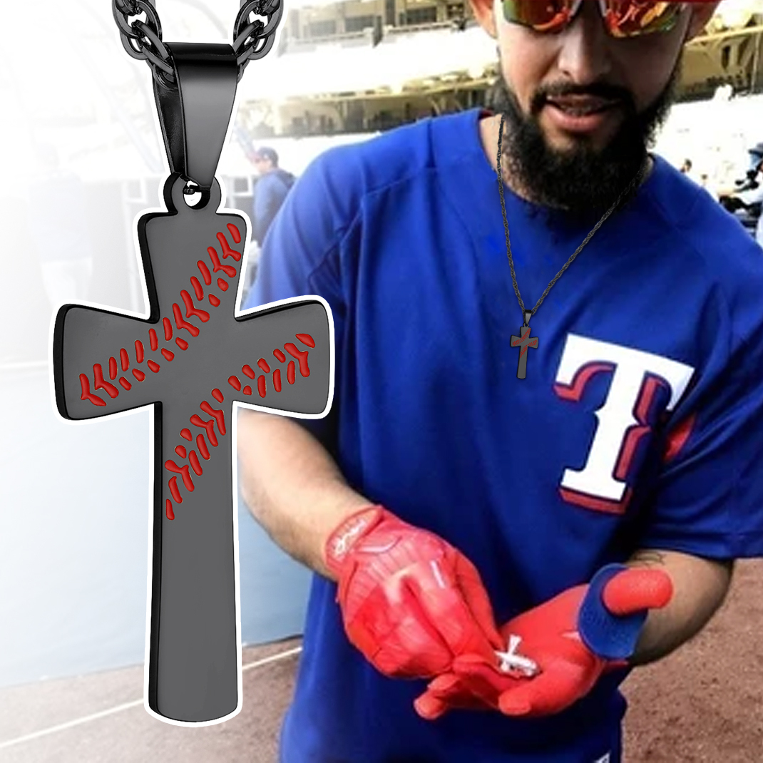 Personalized Engraved Baseball Cross Necklace 