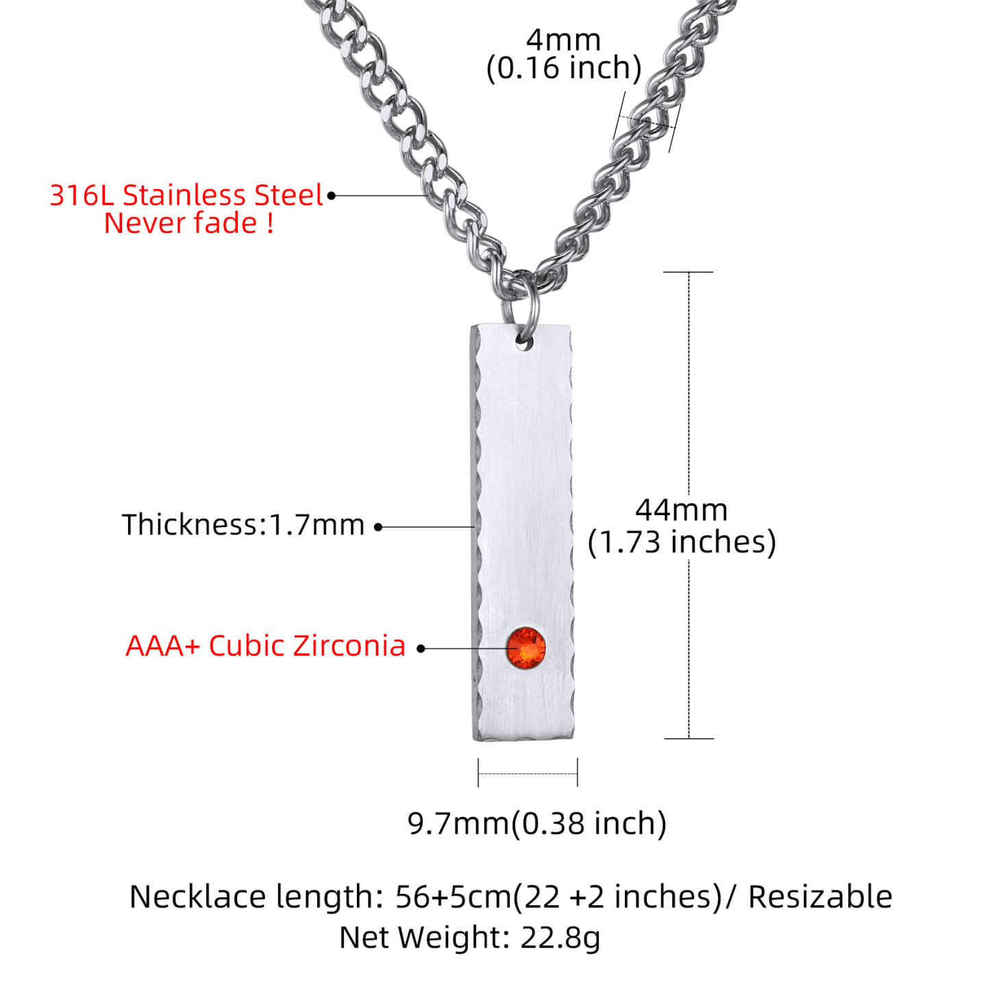 Personalized Birthstone Bar Necklaces with 1-3 Names Engraved for Women size