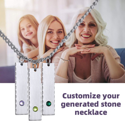 Birthstone Bar Necklaces with 1-3 Names Engraved for Women