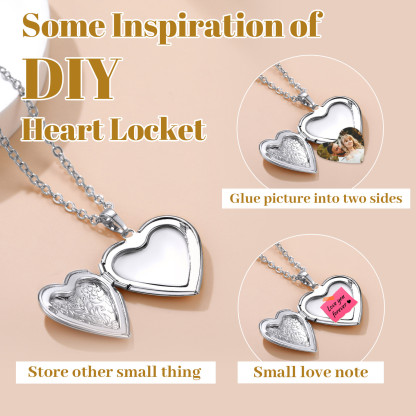 Customizable Heart Locket Necklace with Photo 