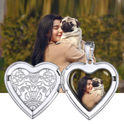 Customizable Heart Locket Necklace with Photo 