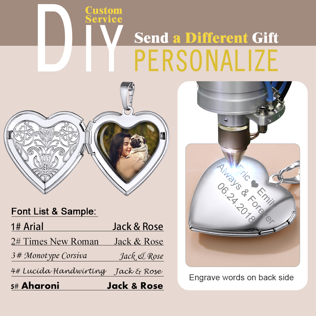 Customizable Heart Locket Necklace with Photo 