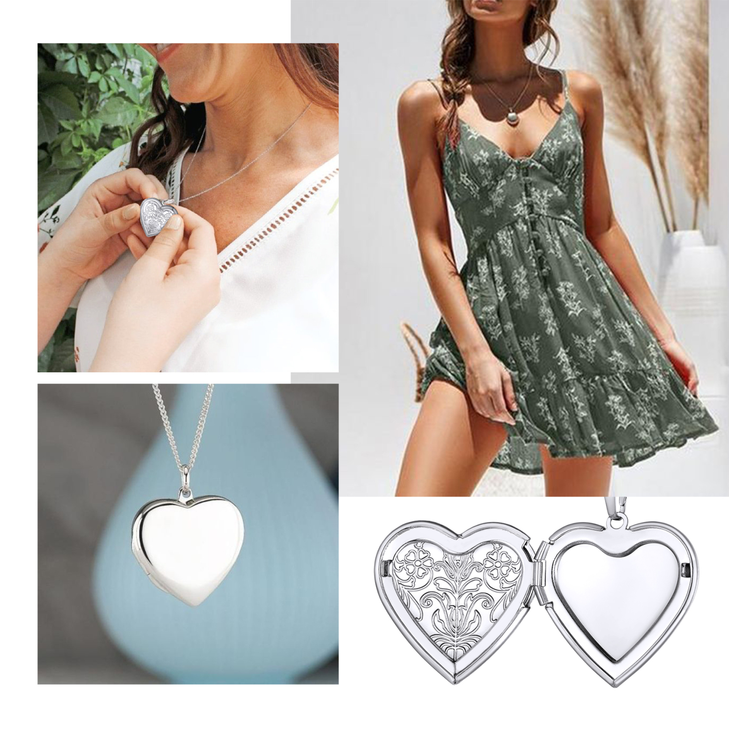 Customizable Heart Locket Necklace with Photo 