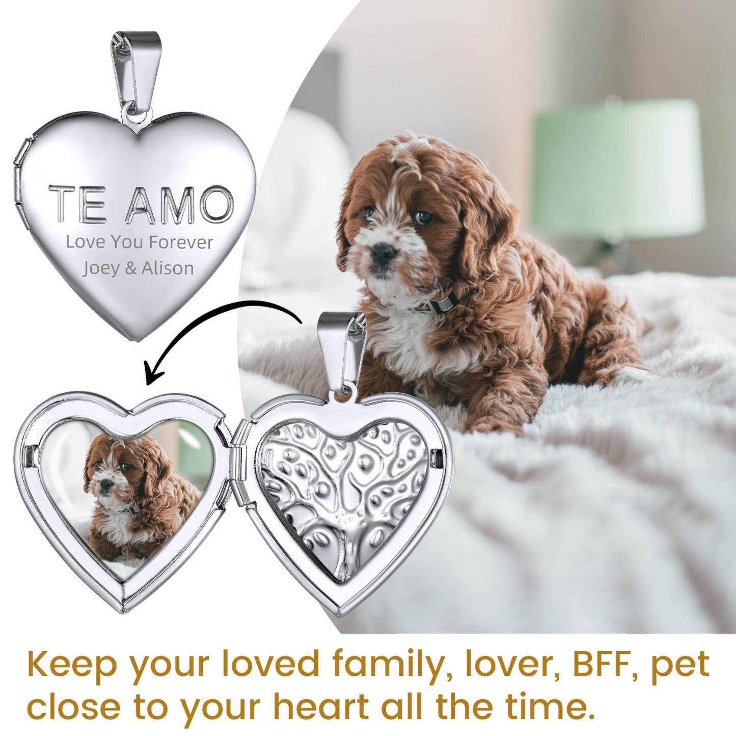 Personalized Photo Heart Locket Necklace FOR PET