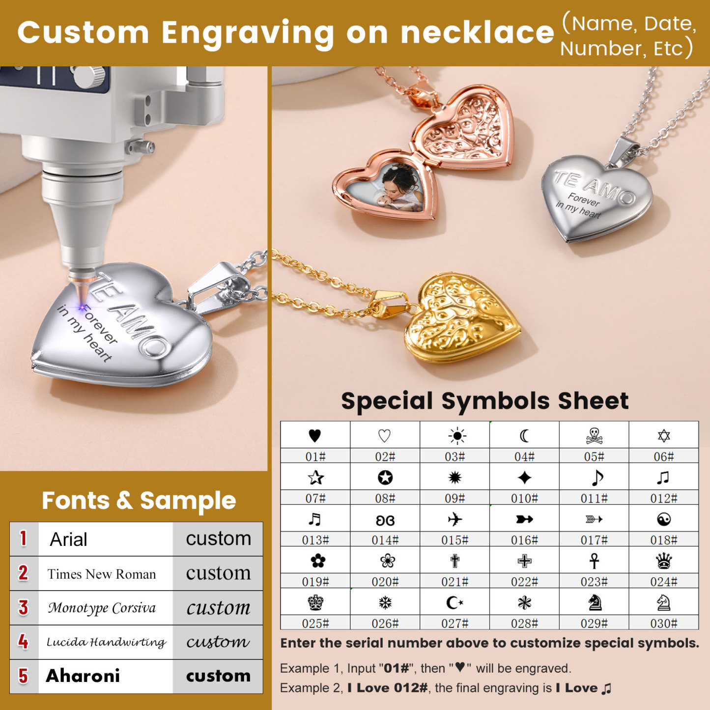 Personalized Photo Heart Locket Necklace for Women ENGRAVED
