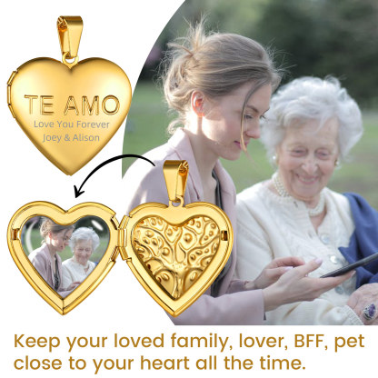 Personalized Photo Heart Locket Necklace for MOM