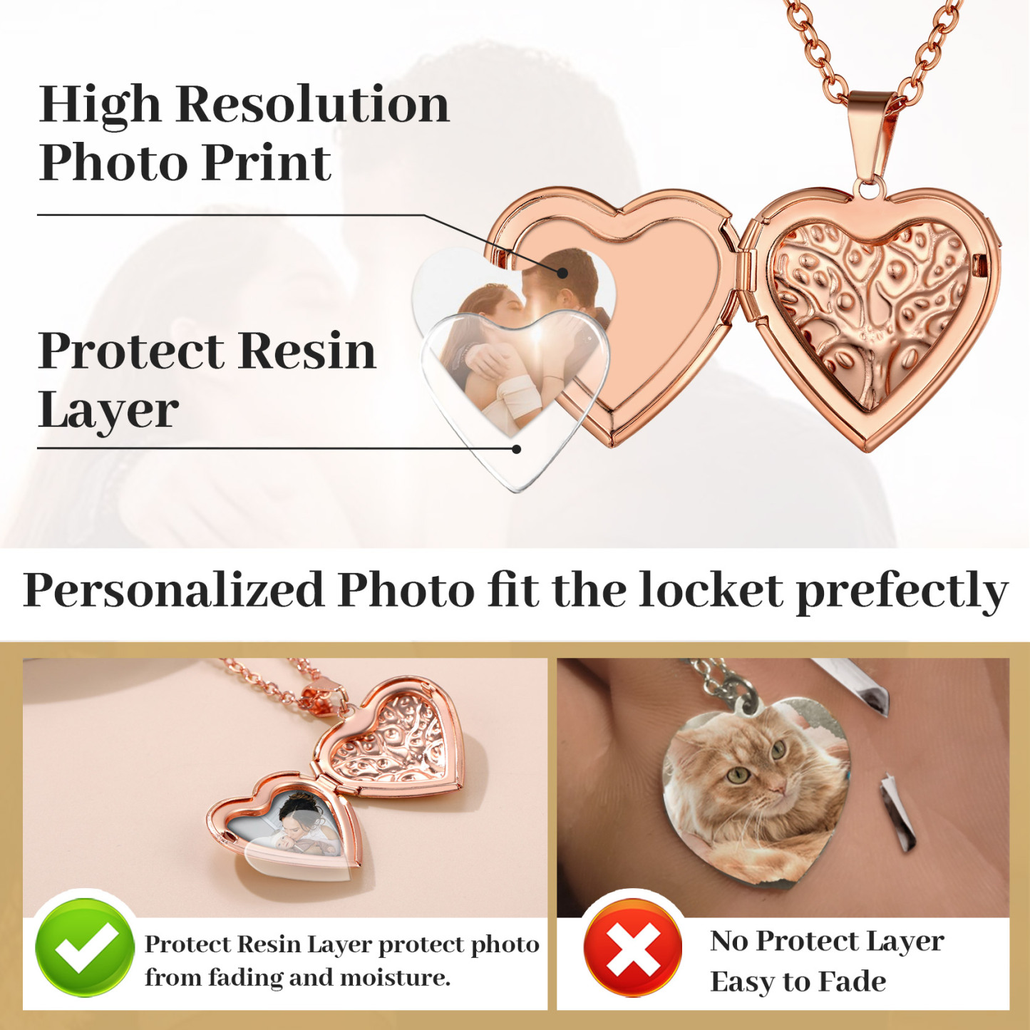 Personalized Photo Heart Locket Necklace 