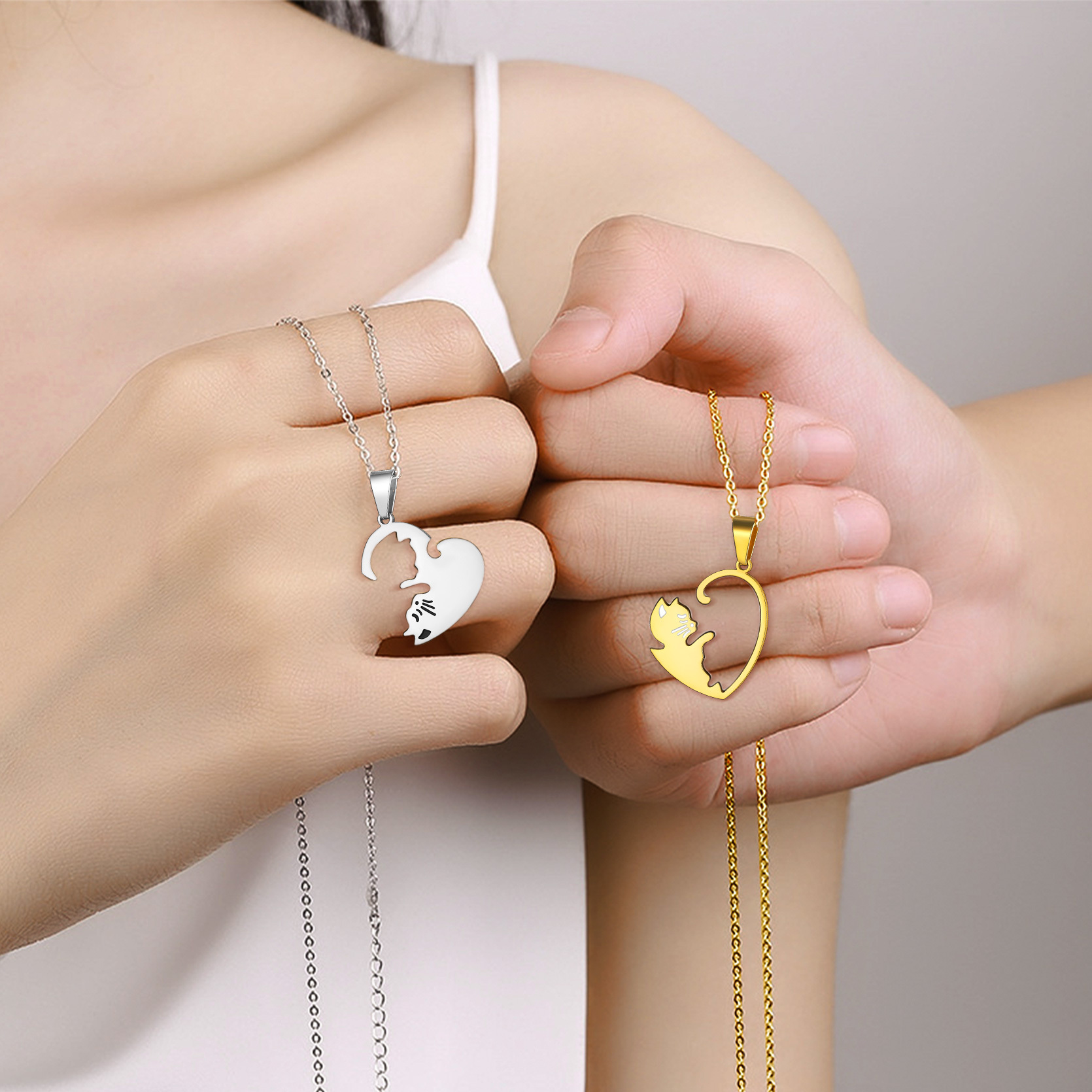 Jewelry Puzzle Heart Shape Necklace for Women 