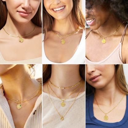 Personalized Birth Flower Birthstone Necklace for women MODEL SHOW