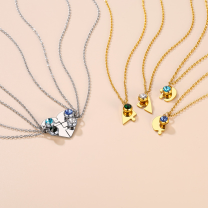 Personalized Birthstone Heart Puzzle Matching Pendant Necklace occasion