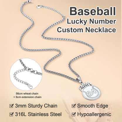 Custom Number Men Baseball Pendant Necklaces Sports Jewelry