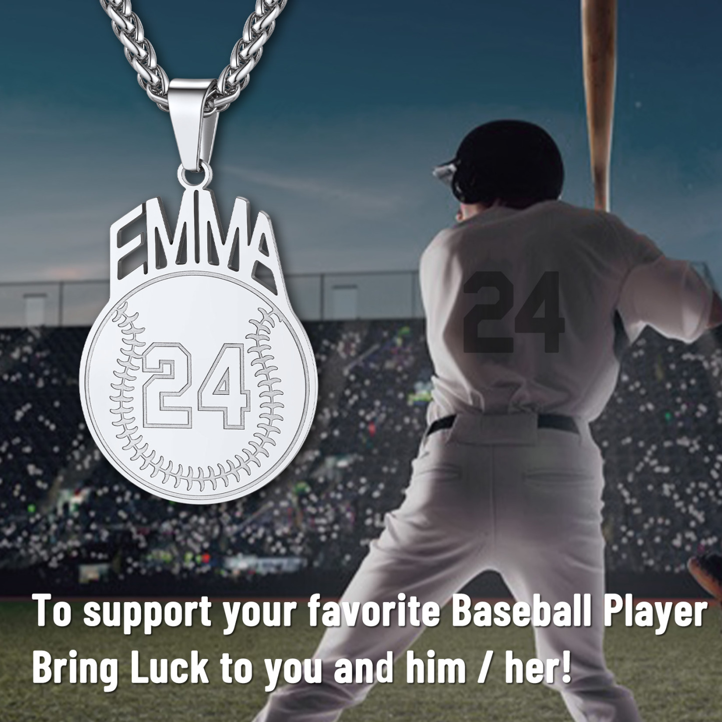 Custom Number Men Baseball Pendant Necklaces Sports Jewelry scene