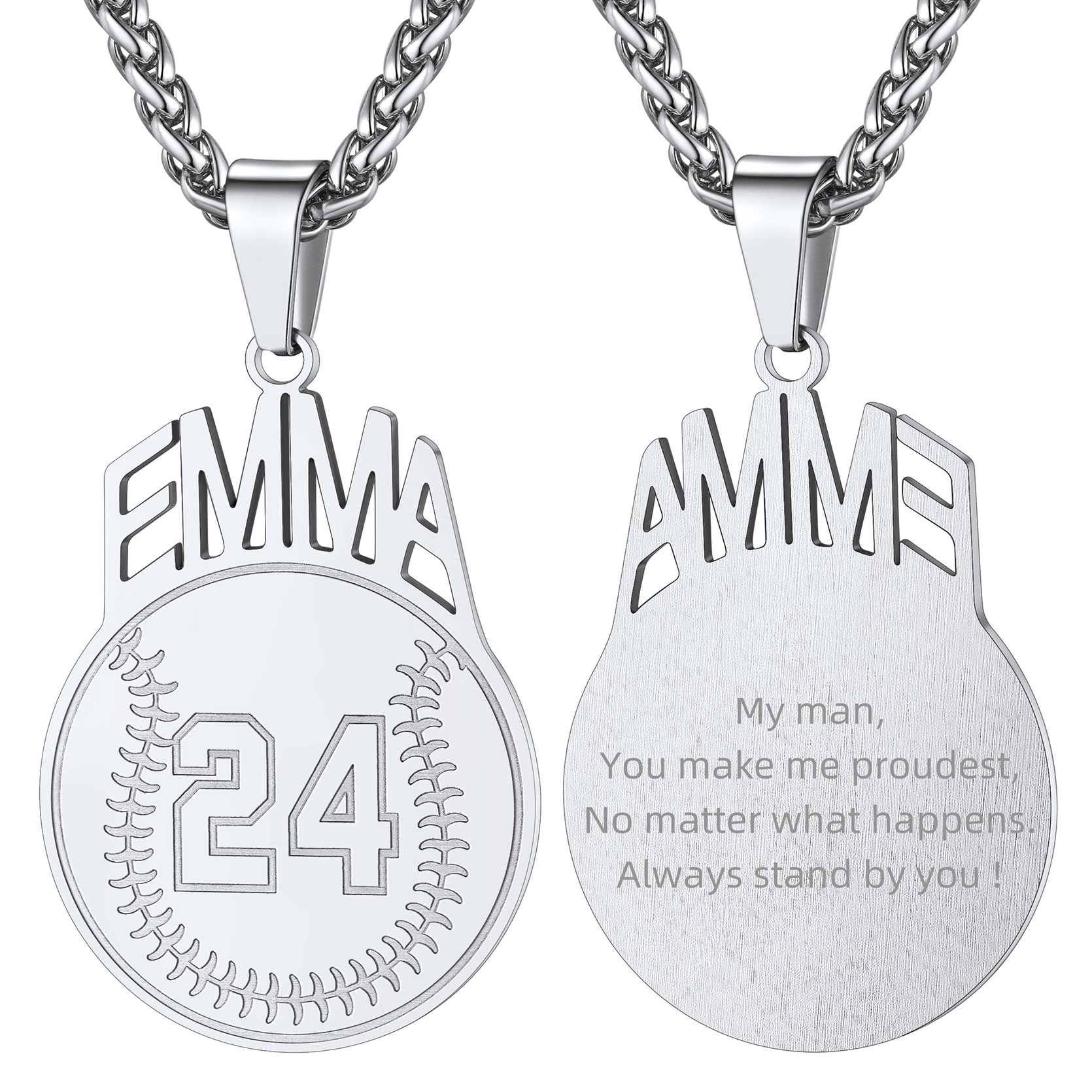Custom Number Men Soccer/Football/Baseball Pendant Necklaces Sports Jewelry silver 2