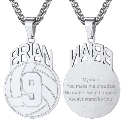 Custom Number Men Soccer/Football/Baseball Pendant Necklaces Sports Jewelry silver 3