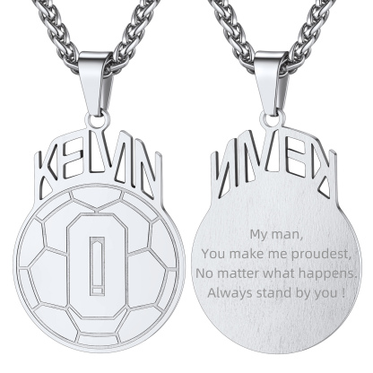 Custom Number Men Soccer/Football/Baseball Pendant Necklaces Sports Jewelry silver 4