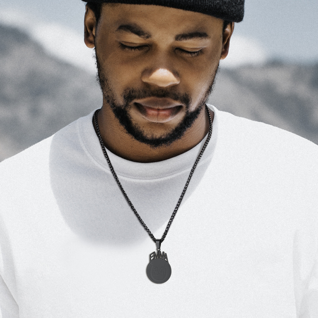 Custom Number Men Soccer/Football/Baseball Pendant Necklaces model black