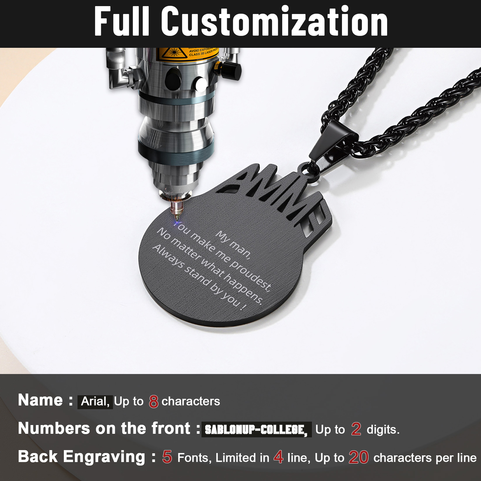 Custom Number Men Soccer/Football/Baseball Pendant Necklaces Sports Jewelry engraved