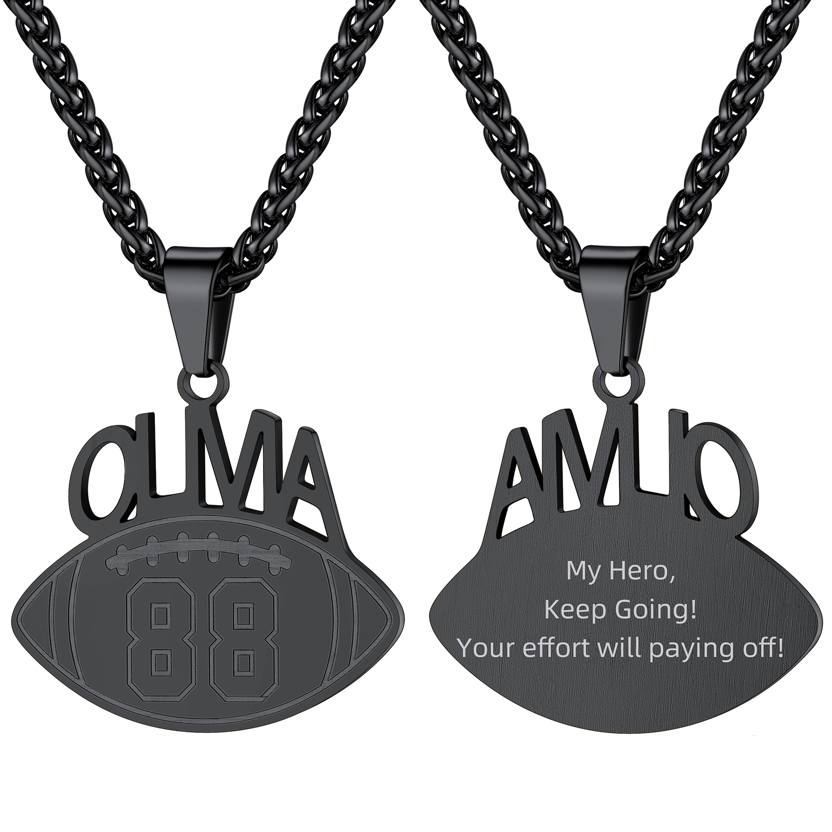 Custom Number Men Soccer/Football/Baseball Pendant Necklaces Sports Jewelry black 5
