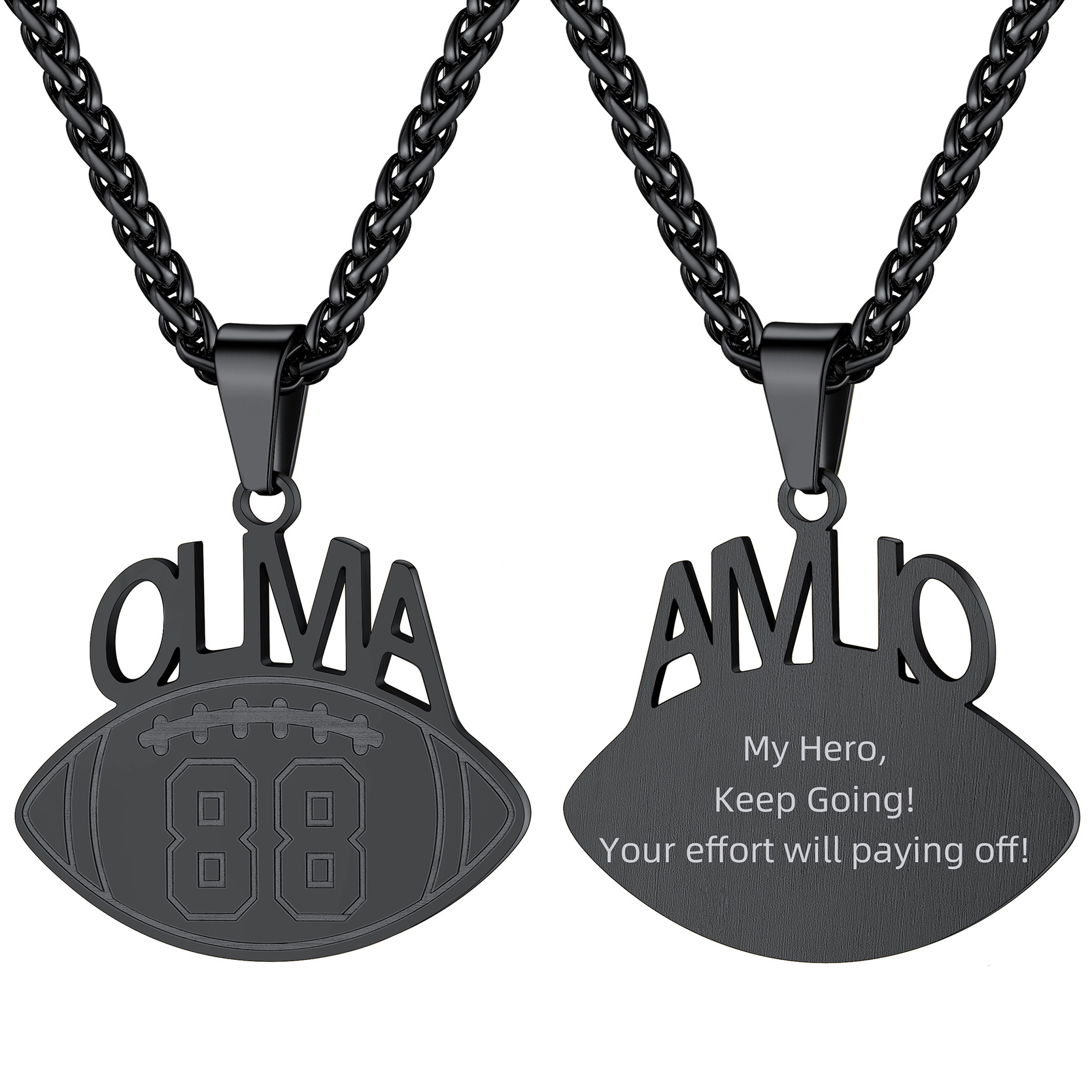 Custom Number Men Soccer/Football/Baseball Pendant Necklaces Sports Jewelry black 5