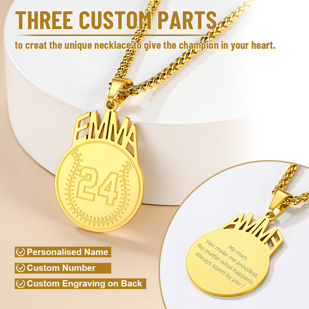 Custom Number Men Soccer/Football/Baseball Necklaces 