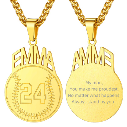 Custom Number Men Soccer/Football/Baseball Pendant Necklaces Sports Jewelry gold 1