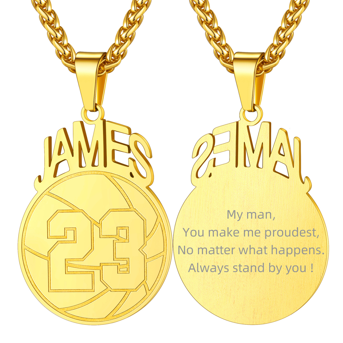 Custom Number Men Soccer/Football/Baseball Pendant Necklaces Sports Jewelry gold 2
