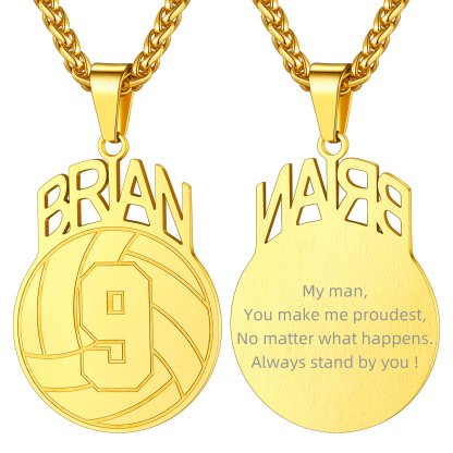 Custom Number Men Soccer/Football/Baseball Pendant Necklaces Sports Jewelry gold 3
