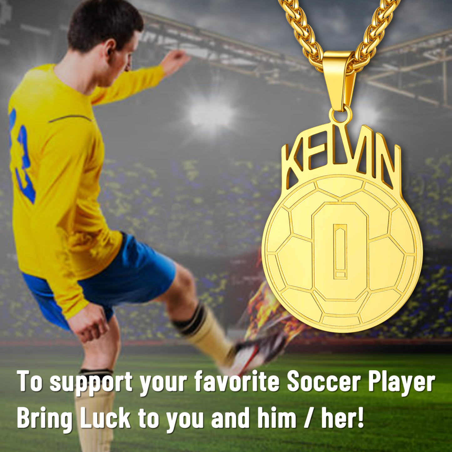 Custom Number Men Soccer/Football Pendant Necklaces Sports Jewelry scene