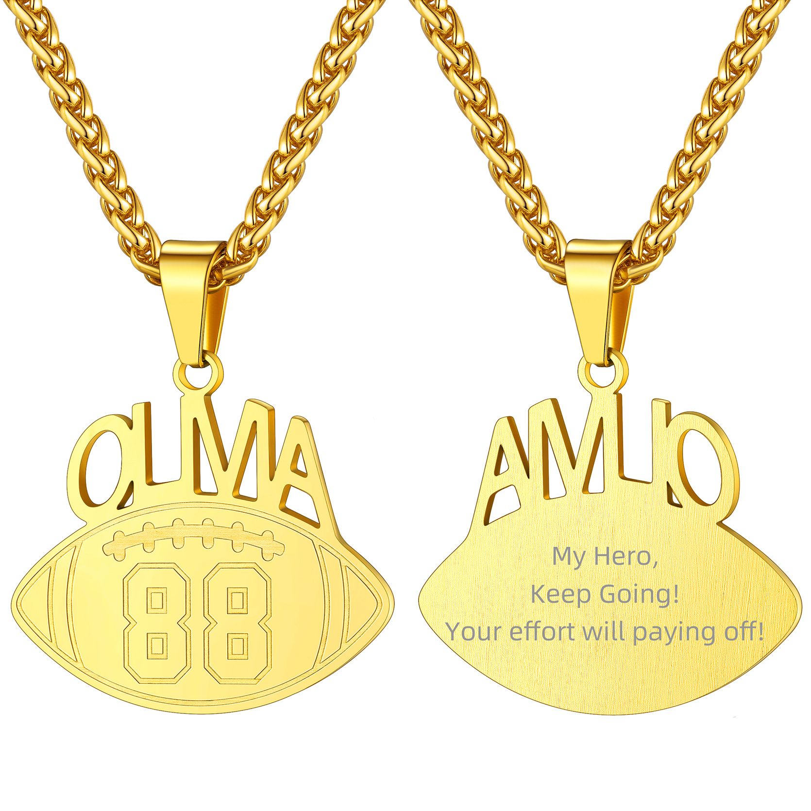 Custom Number Men Soccer/Football/Baseball Pendant Necklaces Sports Jewelry gold 5