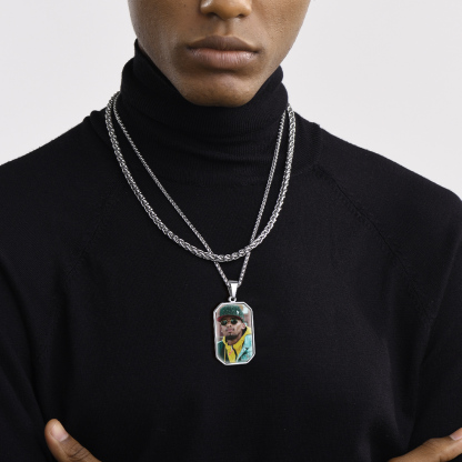 Personalized Photo Dog Tag Necklace for Men model