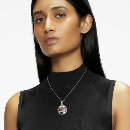 Personalized Photo Round Pendant Picture for Men Women model silver