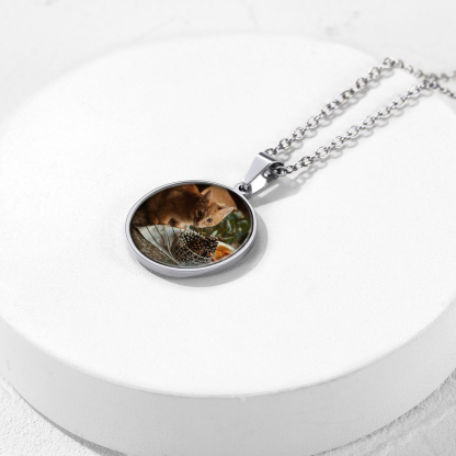 Personalized Photo Round Pendant Picture for Men Women occasion silver