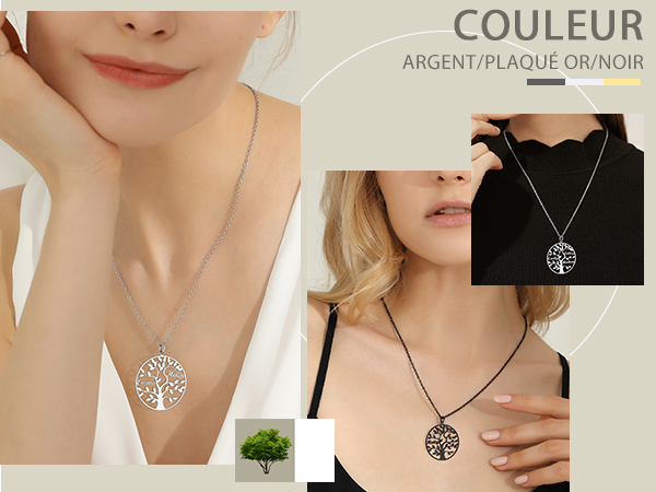 Personalized Name Plate Life Tree Family Necklace For Women