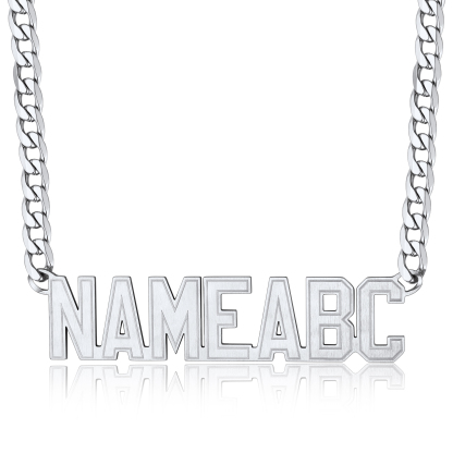 Personalized Name Pendant Necklaces for Men silver