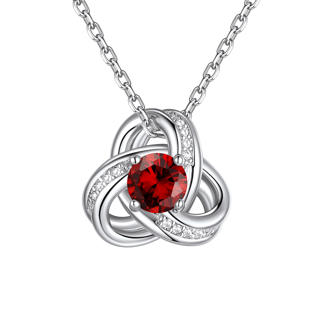 Birthstone Love Knot Necklace for Women