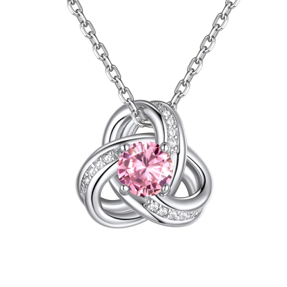 Birthstone Love Knot Necklace for Women