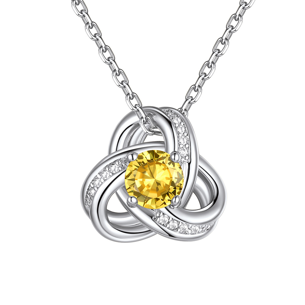 Birthstone Love Knot Necklace for Women