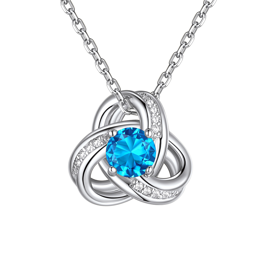 Birthstone Love Knot Necklace for Women