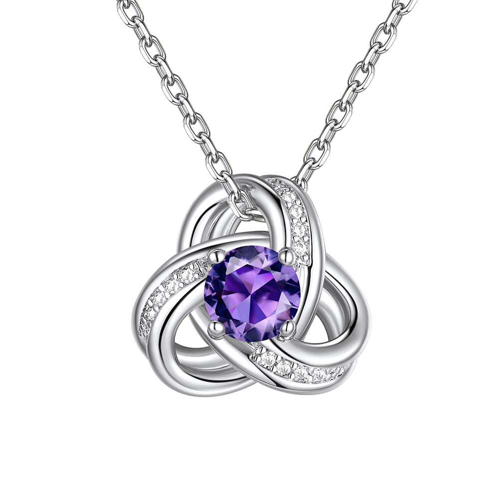 Birthstone Love Knot Necklace for Women