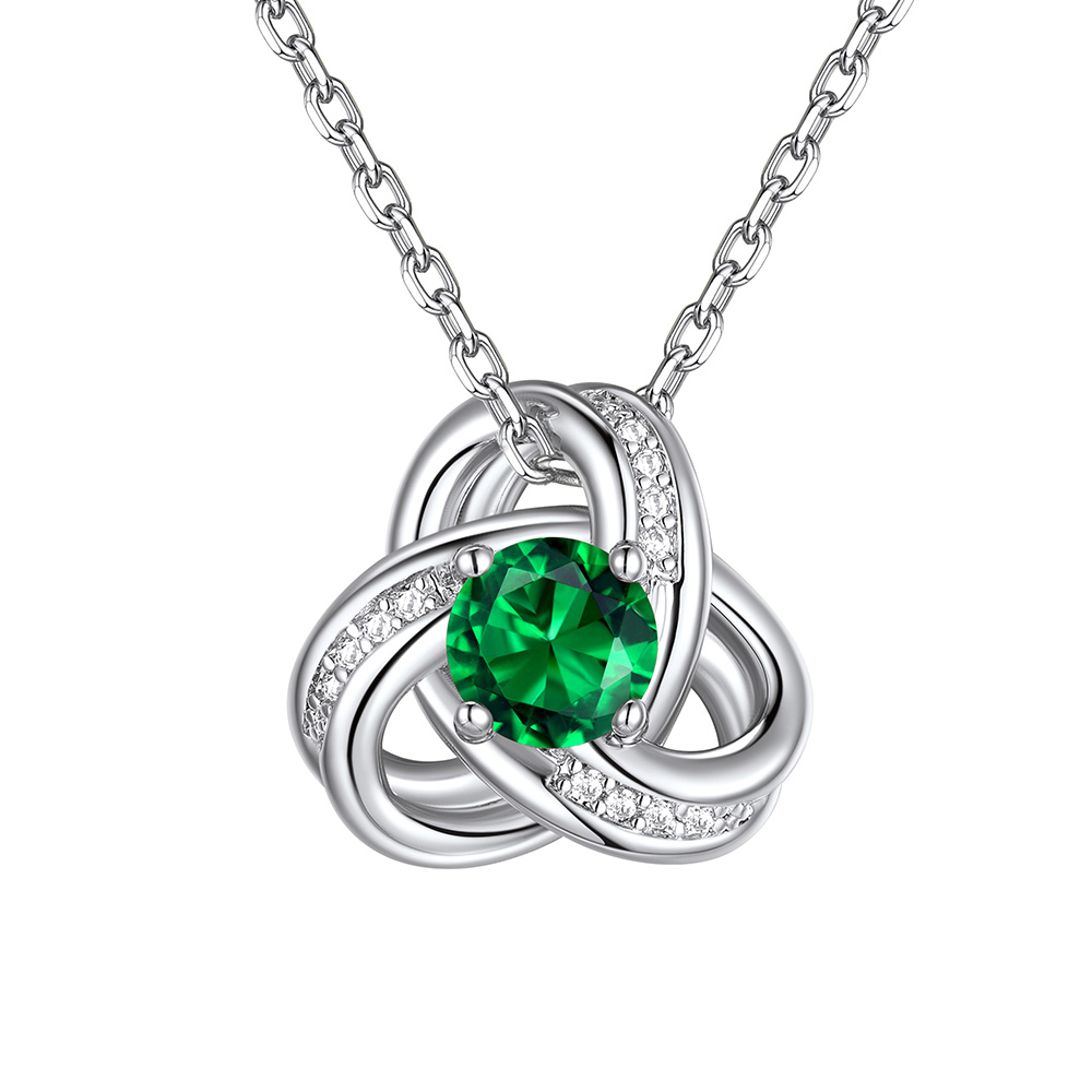 Birthstone Love Knot Necklace for Women