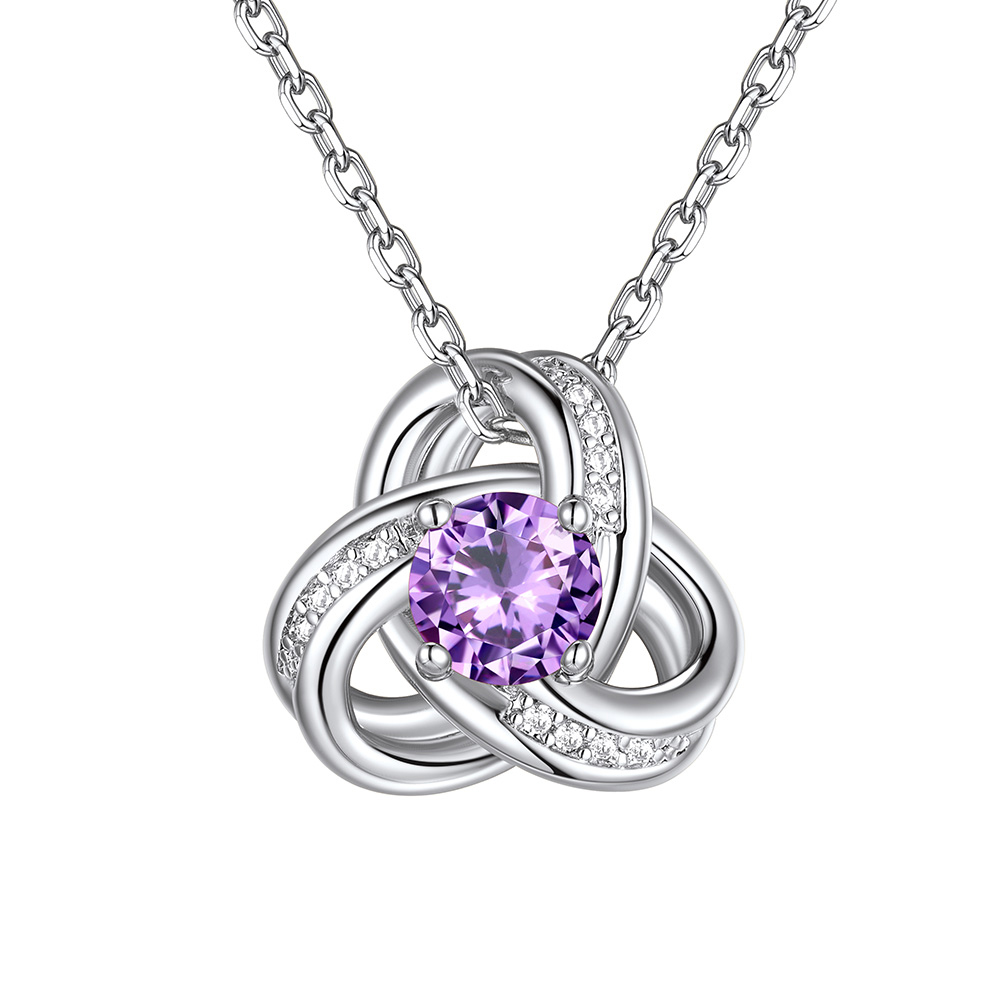 Birthstone Love Knot Necklace for Women