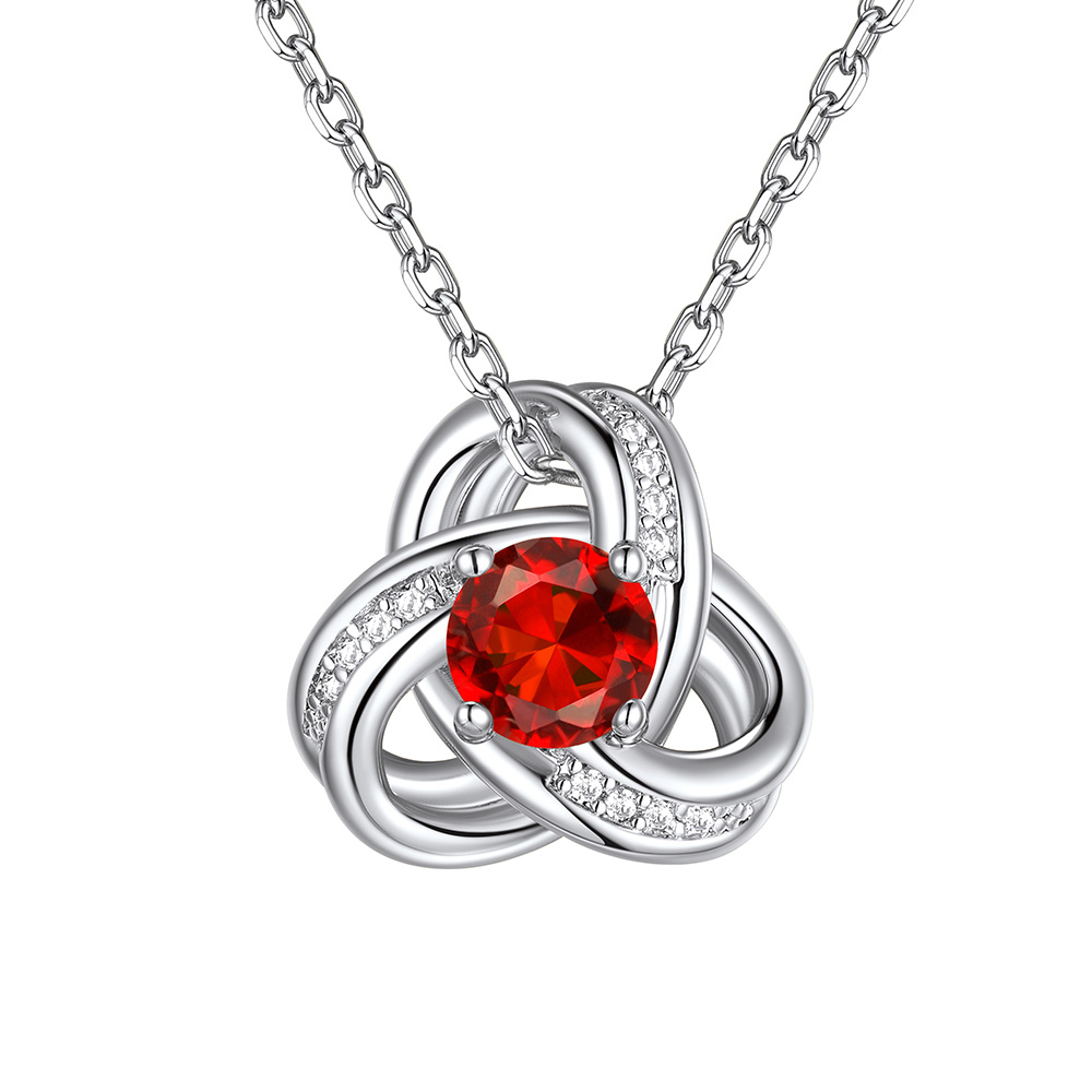 Birthstone Love Knot Necklace for Women