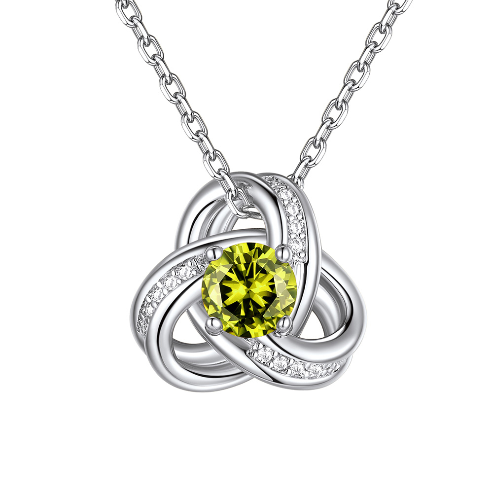 Birthstone Love Knot Necklace for Women