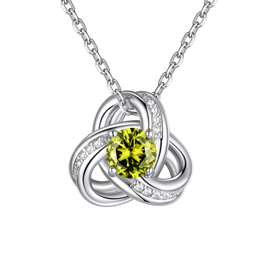 Birthstone Love Knot Necklace for Women