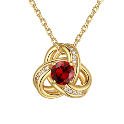 Birthstone Love Knot Necklace for Women