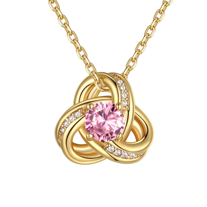 Birthstone Love Knot Necklace for Women