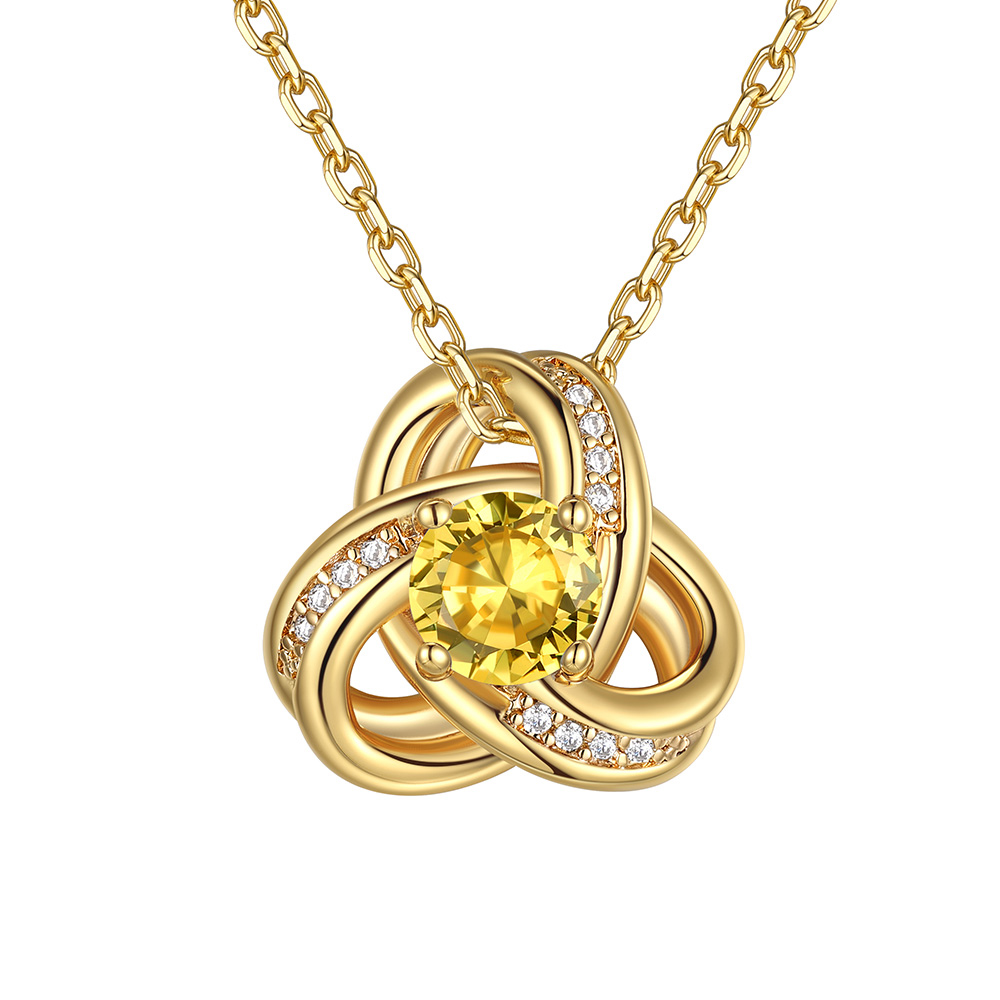 Birthstone Love Knot Necklace for Women