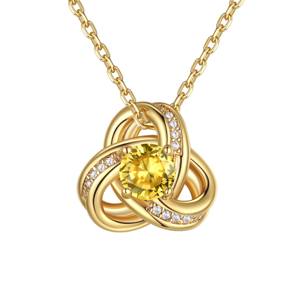 Birthstone Love Knot Necklace for Women